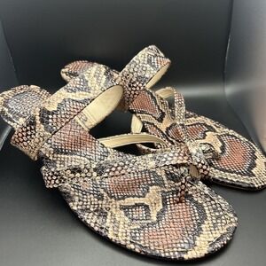 Vince Camuto Moentha Leather Snakeskin Strappy Thong Kitten Heel Sandal Size 10M